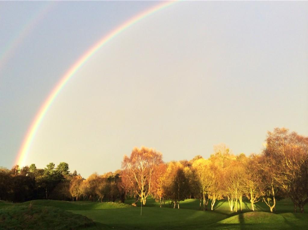Hawkstone_Park's tweet image. A double rainbow overlooking our Championship course 18th green to end a wet day here at #HawkstonePark #golf