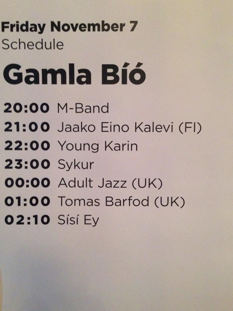 Our schedule this evening... See you! #airwaves14 <a href="/gamlabio/">Gamla Bíó</a>
