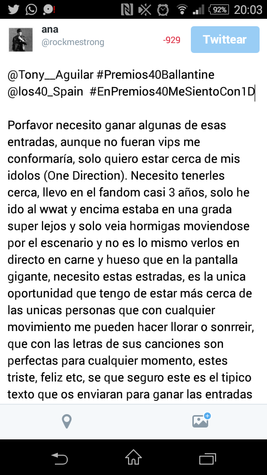 MikeToutoghi's tweet photo. @Tony__Aguilar #Premios40Ballantine @los40_Spain  #EnPremios40MeSientoCon1D

Porfavor lo necesito   http://t.co/CvJRF430Id