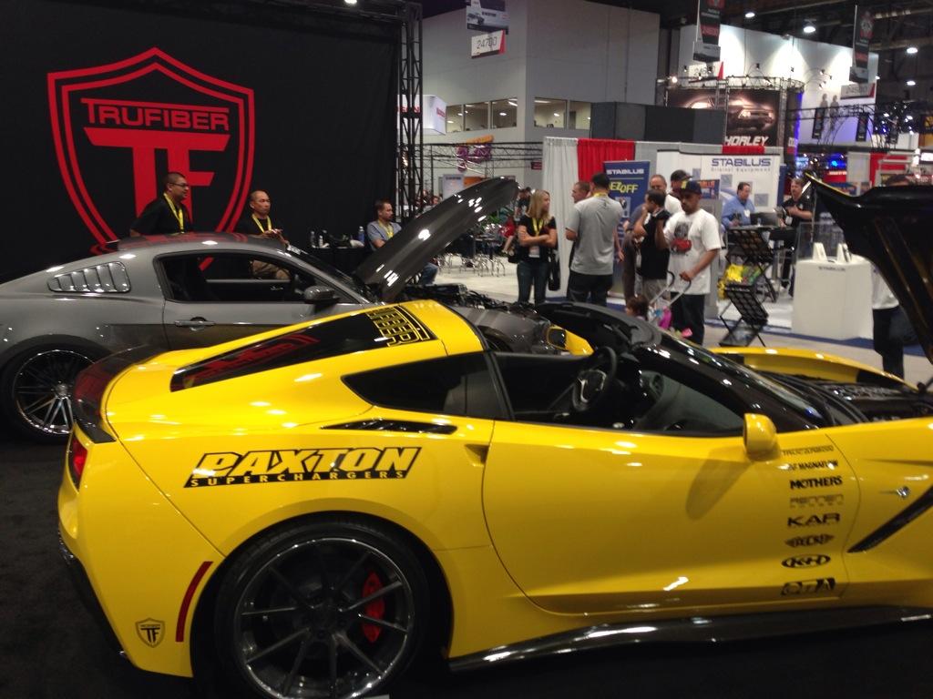 LiveAtSEMA's tweet photo. Here's the #TruFiber booth at #LivefromSEMA http://t.co/McWNVWoqd6