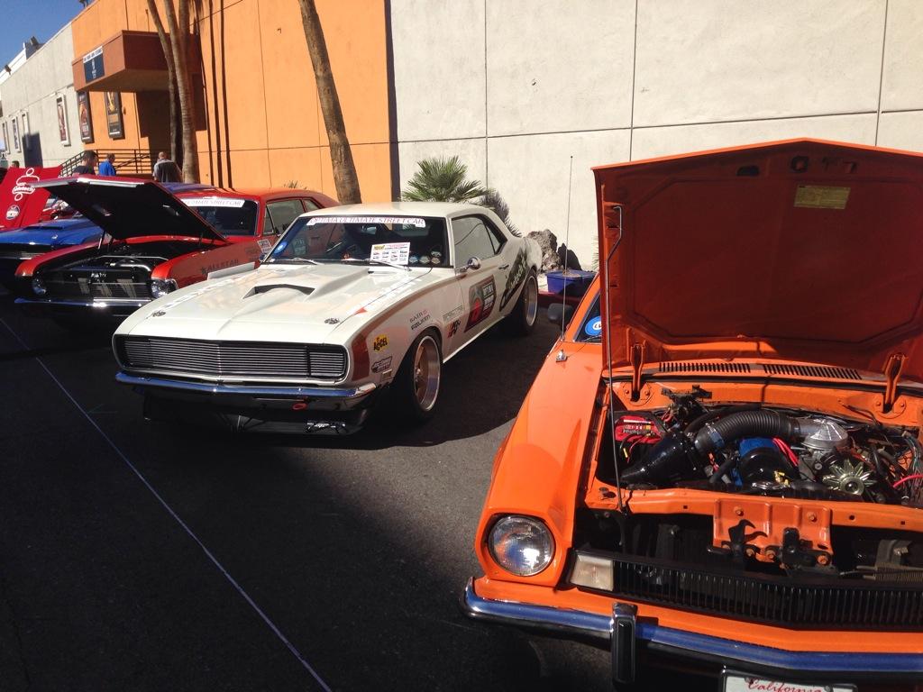 LiveAtSEMA's tweet photo. Do you prefer the classics or the newer models? #LivefromSEMA @OptimaBatteries http://t.co/Us3hiYNwdA