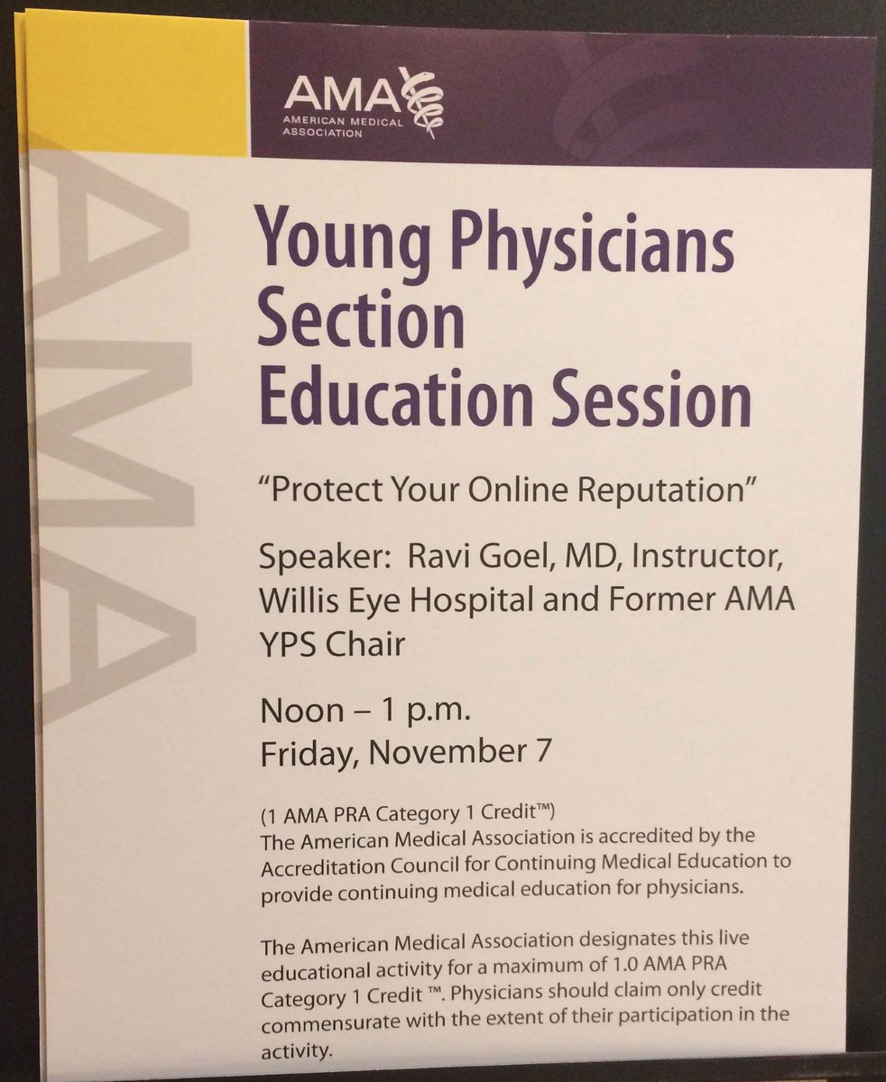 AMA YPS (@ama_yps) on Twitter photo Protect your online reputation! AMA YPS Luncheon session with Dr. Ravi Goel. <a href="/RaviDGoel/">Ravi D Goel MD</a> Protect your online reputation! AMA YPS Luncheon session with Dr. Ravi Goel. <a href="/RaviDGoel/">Ravi D Goel MD</a>