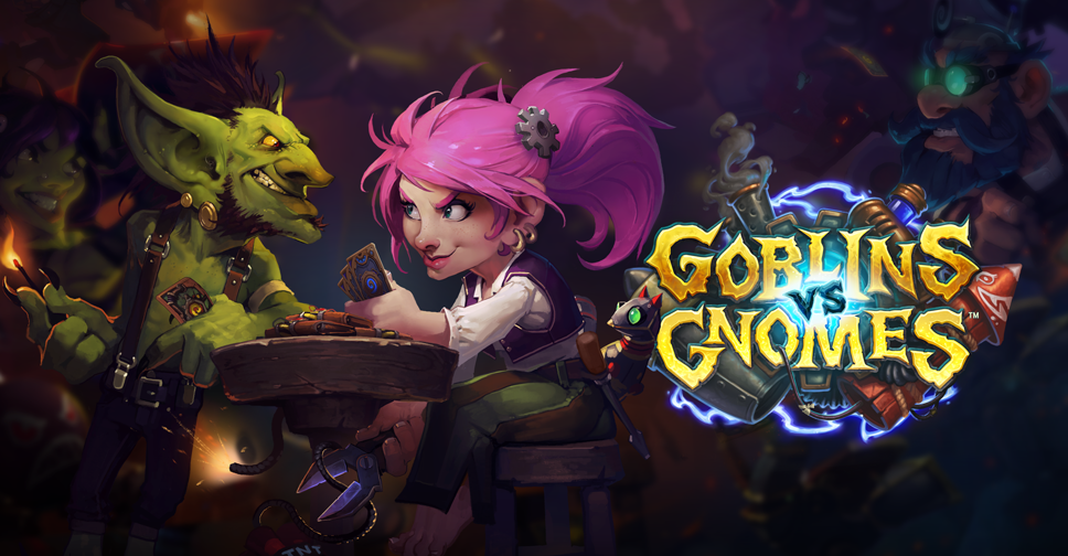 PlayHearthstone's tweet image. #GoblinsvsGnomes, #Hearthstone’s first expansion, officially revealed today at #BlizzCon! bit.ly/GoblinsvsGnomes #GVG