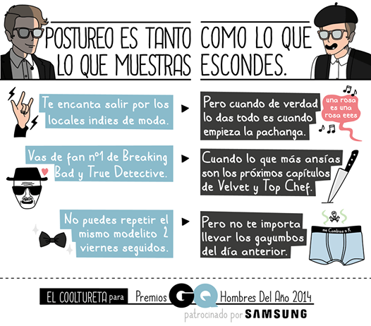 ModernaDePueblo's tweet photo. Postureo es tanto lo que muestras, como lo que ocultas http://t.co/sgVpVVnlg8 Viñeta por los 20 años de @GQSpain http://t.co/KoTYYFaqY3