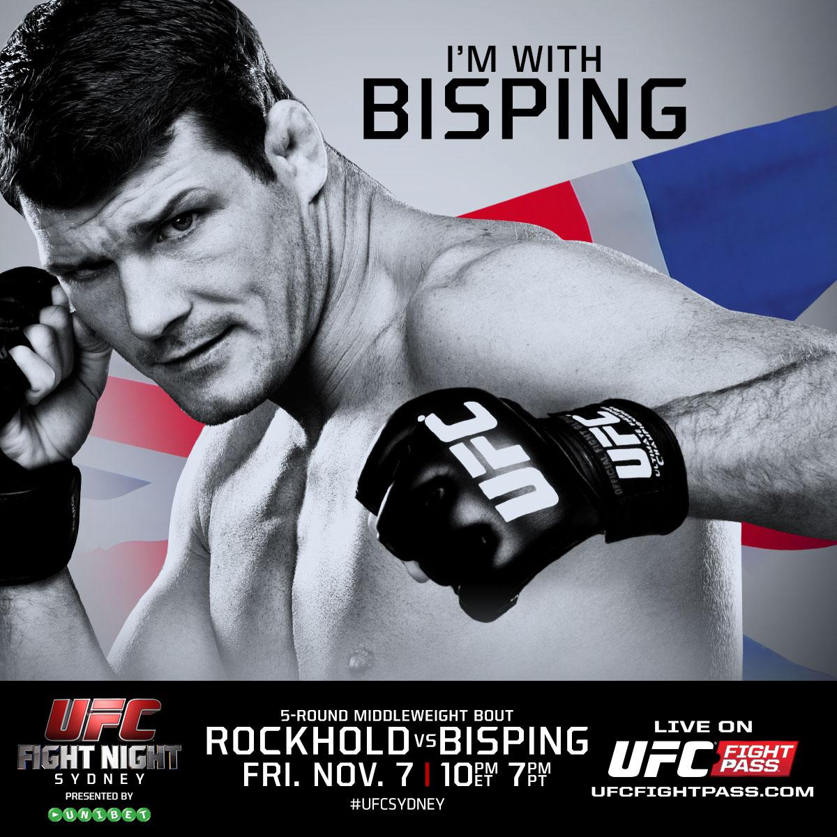 ufc's tweet photo. RT if you're w/ "The Count" @Bisping as he takes on Rockhold tonight at #UFCSydney on @UFCFightPass! http://t.co/nMZS3plq2c