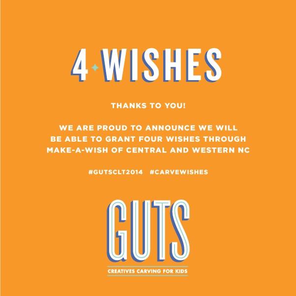 GUTSCharlotte's tweet image. We are proud to announce we will be able to grant FOUR wishes over the next year thanks to #GUTSCLT2014! #CarveWishes