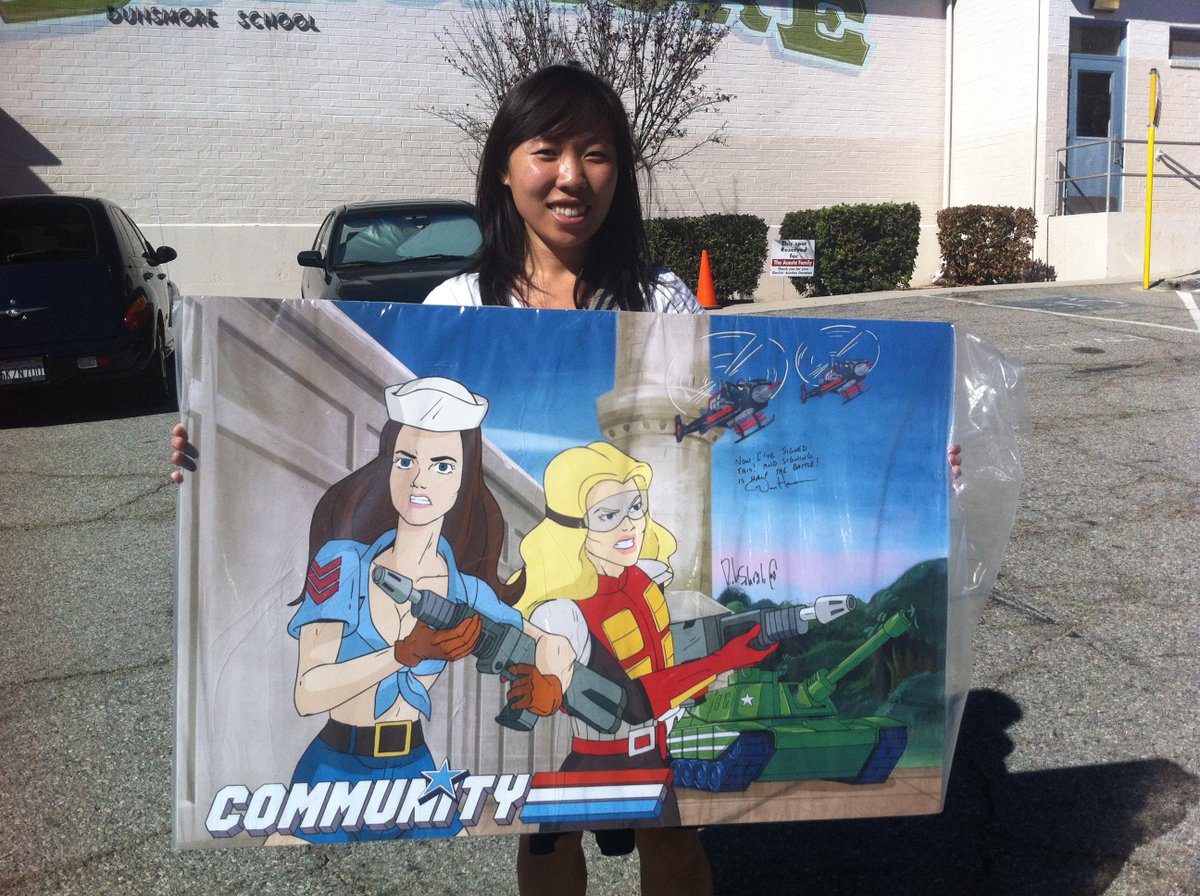 StarburnsInd's tweet photo. A huge congratulations to Melissa, the WINNER of the signed #Communicon3 poster, signed by @danharmon and @RobSchrab! http://t.co/xvolH9QmCo