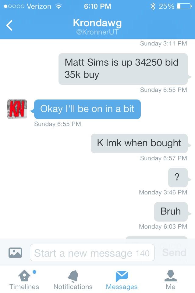 TurtleJuiceSekC's tweet photo. Evreyone please report @KronnerUT for welching me out of 35k. @TrustedTradeMUT @LegacyMUT @MUTBettingRoom @Mo_Saab35 http://t.co/qGpK6eM3kd