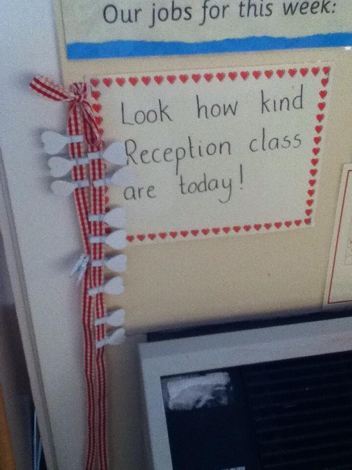 Ellabumblebee's tweet photo. Lovely idea! @mac_phillips: we pegged up heart pegs every time a child noticed someone being kind.  http://t.co/HUQcFjnnNk”