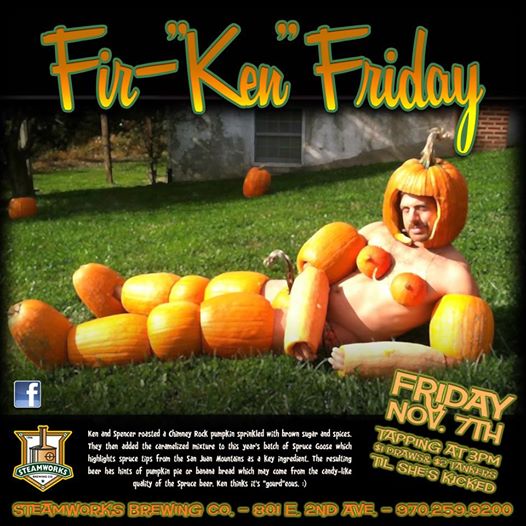 Stmworks's tweet photo. #firkin #friday is upon us! Which is the better hastag? #firKen or #pumpKen. #craftbeer #Durango #Colorado http://t.co/AS33QQpKi9