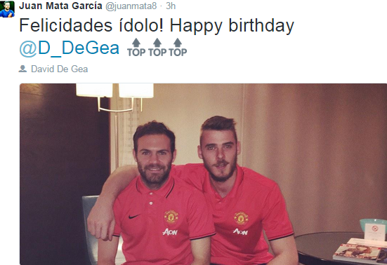 Juan Mata wishes Manchester United teammate David De Gea a Happy Birthday with Instagram post  