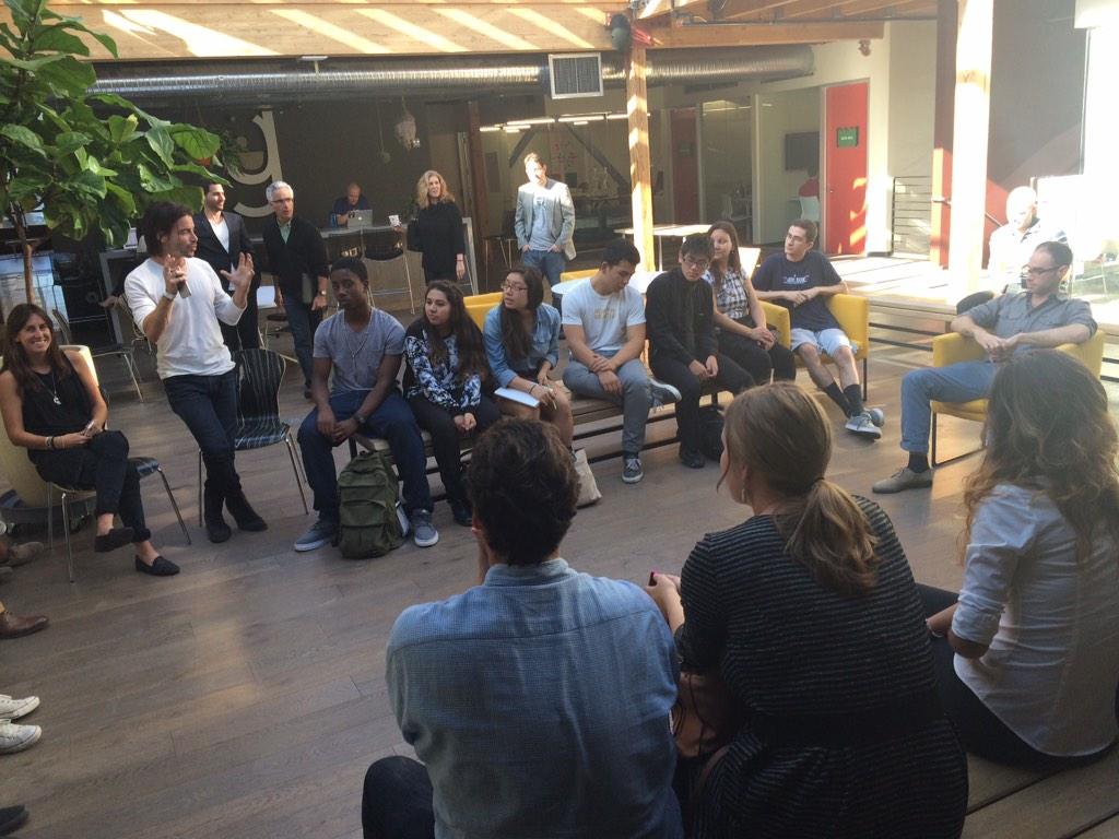 Our very own <a href="/RyGuySF/">Ryan Nadeau</a> talks to a group of students from @NFTEBayArea about entrepreneurship &amp; changing the world!