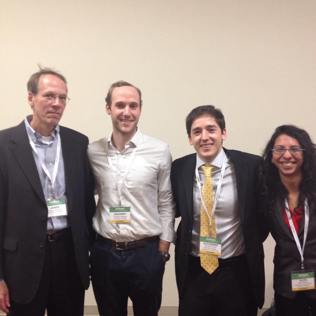 UVABatten's tweet photo. Prof. Jim Wyckoff & @UVA grad students at #APPAM2014 @EdPolicyWorks @UVaCurry http://t.co/8zUOokcgXG