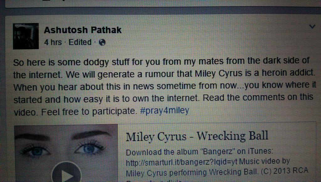 wildxxcard's tweet photo. SMFH, some people need to get a fucking life instead of making up rumors. Shove your #pray4miley hashtag in your ass http://t.co/nf60tlWHP6