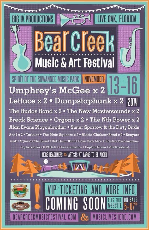 copiousjones's tweet photo. Just a few more days until @BearCreekFest!!! See us Friday at noon on the Purple Hatter Stage! http://t.co/drSAfuCdU2