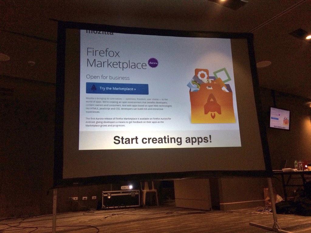TomasinoWeb's tweet photo. Developers are encouraged to create apps for the Firefox Marketplace. #ffcph #PWDO #FFC2014 http://t.co/YFpSIDWG6R
