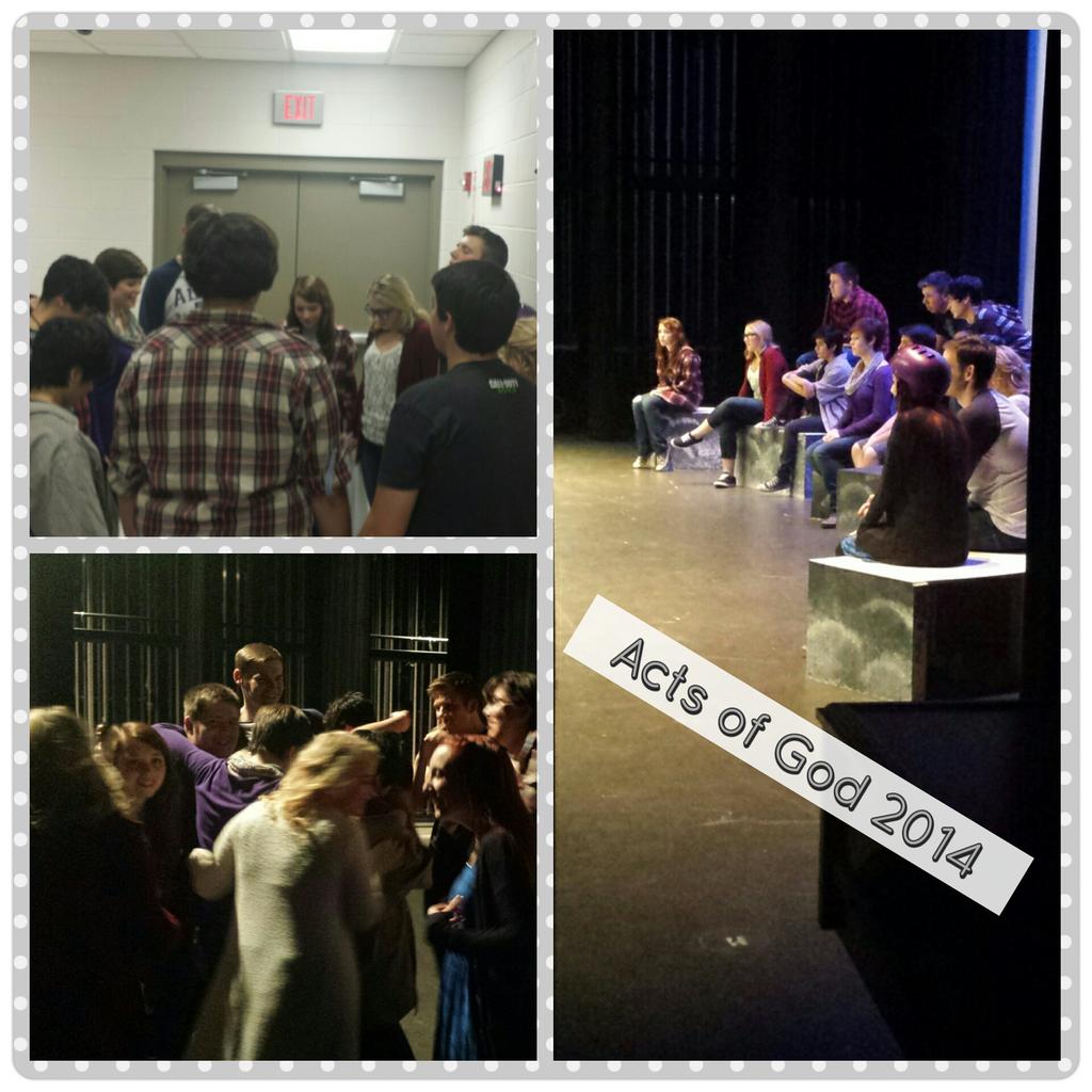 SHDramaticArts's tweet photo. Before, during,  and after the curtain!! Such an AMAZING show tonight!! So stinkin' proud of you!! #ActsofGodSH http://t.co/vDqvQdm6NW