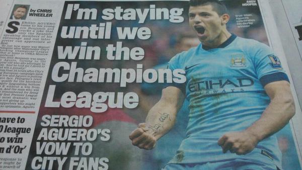 TransferWord's tweet photo. BREAKING - Sergio Aguero to sign a new 50-year contract at Manchester City!! http://t.co/dLSloQORJ1