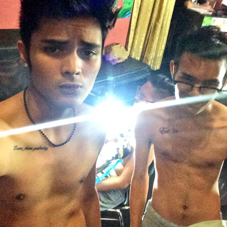 julestrada's tweet image. watching my brotha @hanzinyourpants !! #firsttatt #binyag