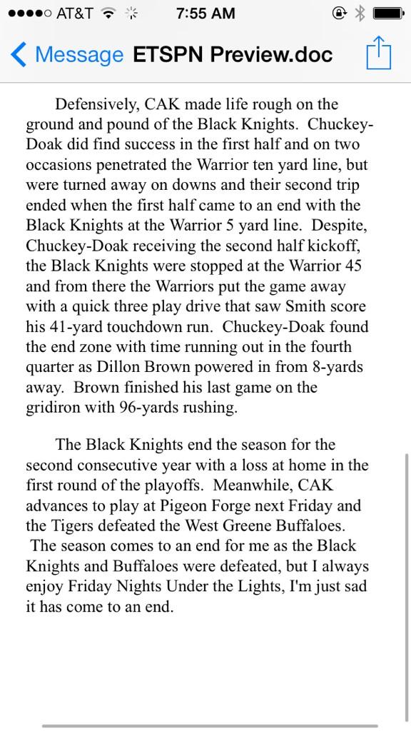 ETSPNcom's tweet photo. Brian Stayton recaps CD v CAK

Congrats to Black Knight Football on another fine season. http://t.co/MWSM5fZ7rY