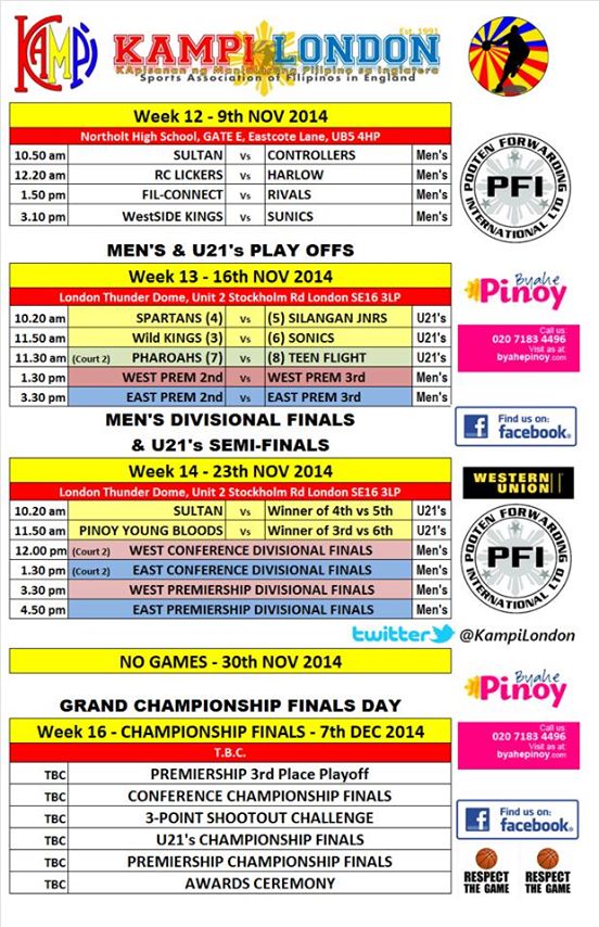 KampiLondon's tweet photo. Playoffs &amp; Finals schedule. Glad to announce we will be returning to @london_thunder for our Divisional Finals! http://t.co/ob0ORkBwvF