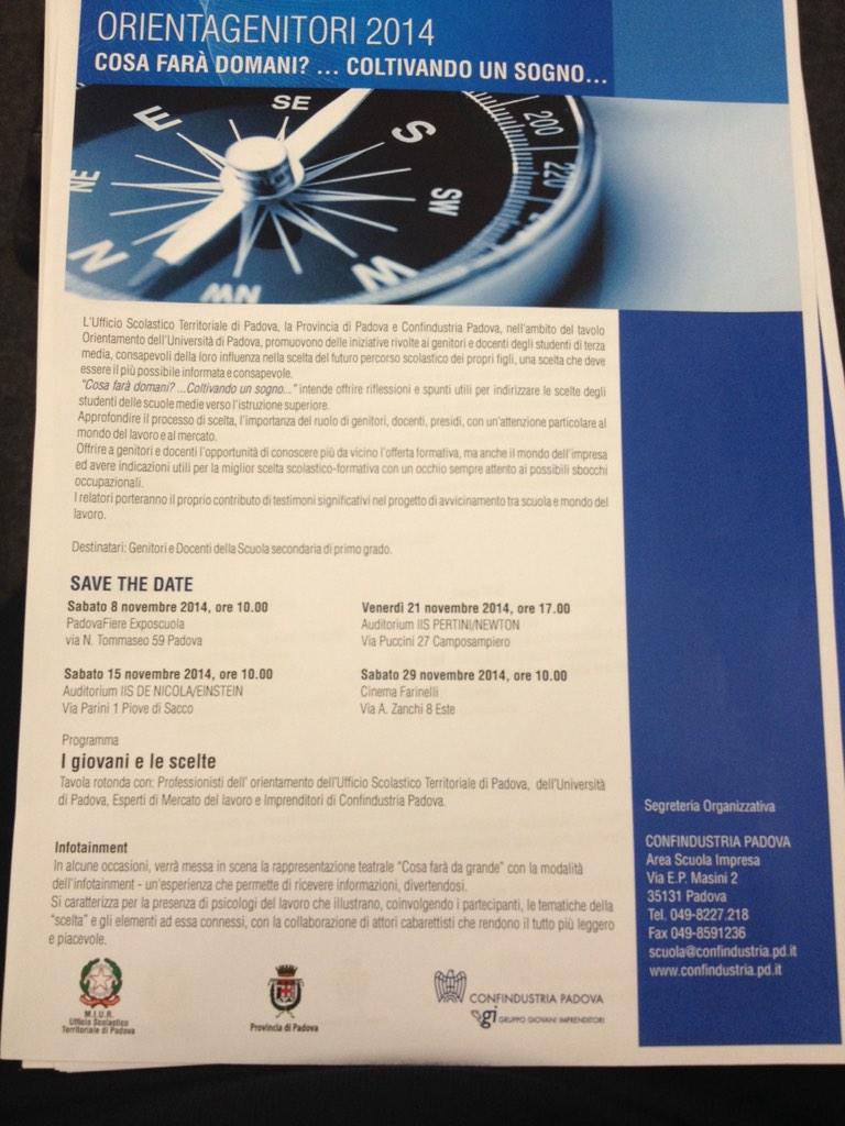 Anna_Viel's tweet photo. Orientagenitori 2014 - inizia il primo appuntamento - il tema dell'orientamento al centro dell'attenzione #exposcuola http://t.co/y85k3y1cGE