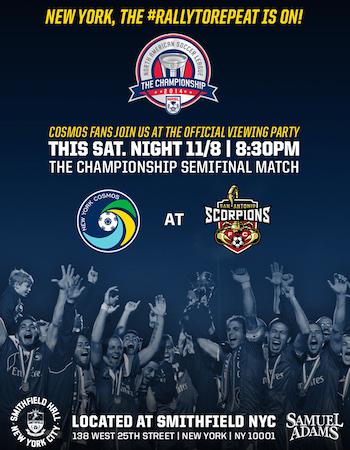 NYCosmos's tweet photo. .@andresflo1, @Futbolesvidavid and @DMurph516 will be at tonight's viewing party! Come join the #RallytoRepeat. http://t.co/jHc9Z2gqsn
