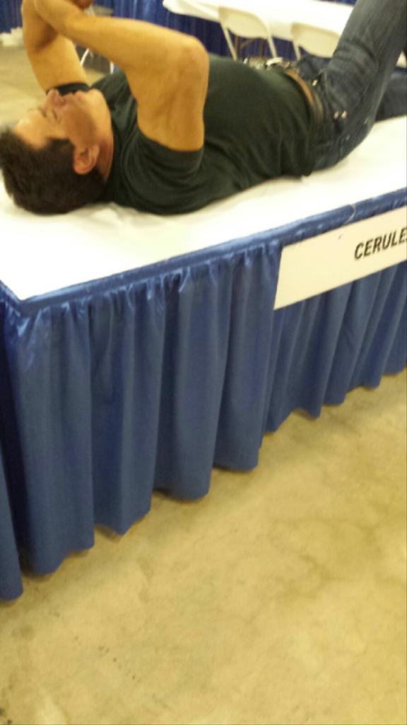  Happy birthday! Heres a picture I snuck of Lou Ferrigno laying down on some dudes table. 