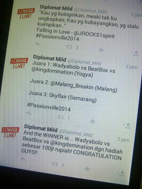 Selamat buat <a href="/Malang_Breakin/">Malang Breakin</a> yg juara 2 dlm ajang <a href="/diplomat_mild/">diplomat mild</a> #Pasisonville2014 mewakili komunitas malang