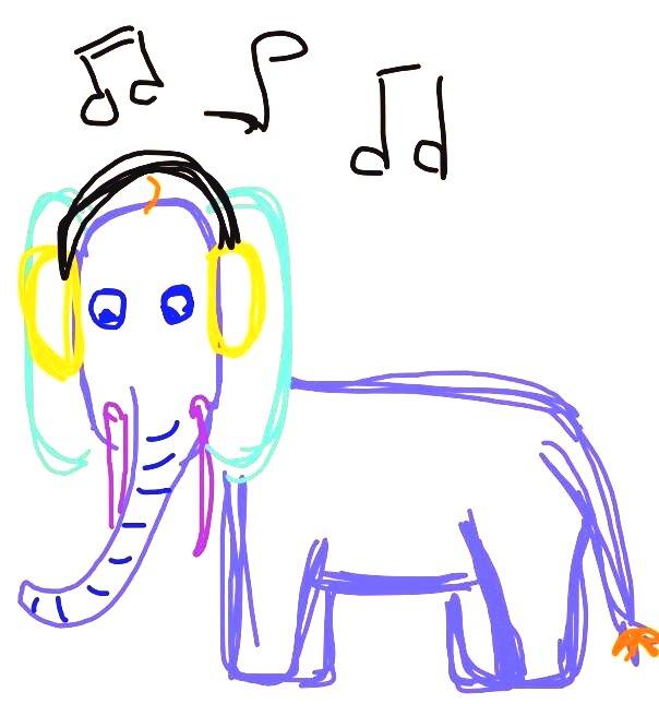 Dricablanchad1's tweet photo. You should check out the new #DrawSomething2. I made a stellar drawing of a musical elephant. Curious? Check it http://t.co/NEH8OIJgAc