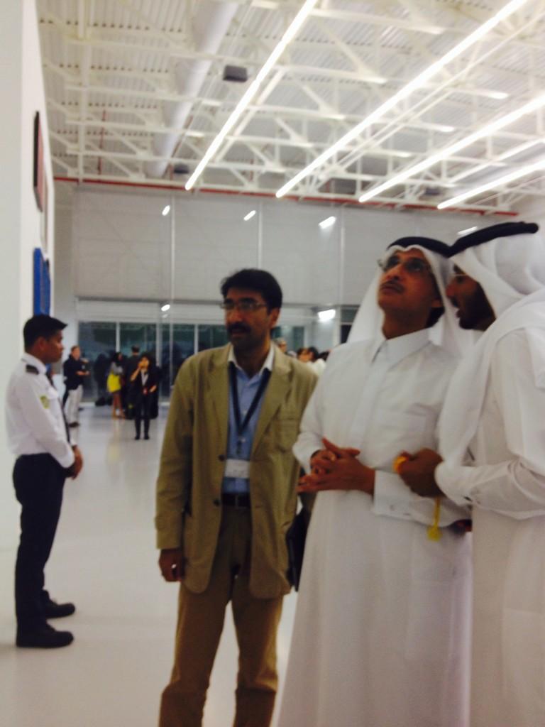 nanis2812's tweet photo. @MathafModern Sheikh Hassan Al Thani vice chair QM at Shirin Nashaat Exhibtion opening http://t.co/O6F2LERgV1