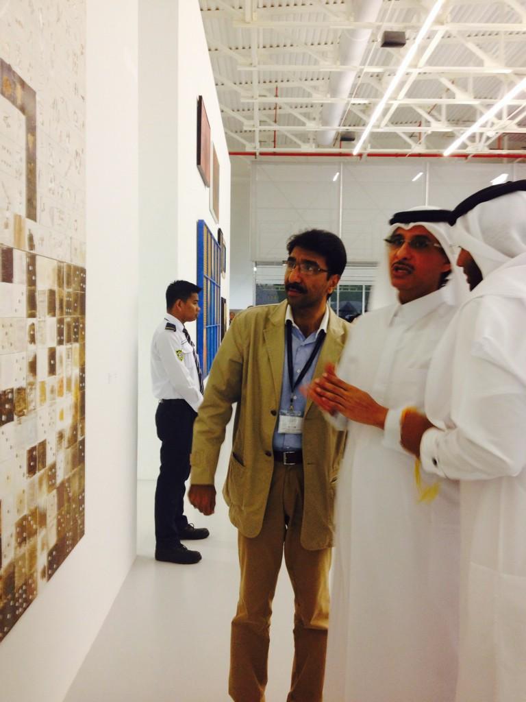 nanis2812's tweet photo. @MathafModern Sheikh Hassan Al Thani vice chair QM at Shirin Nashaat Exhibtion opening http://t.co/O6F2LERgV1