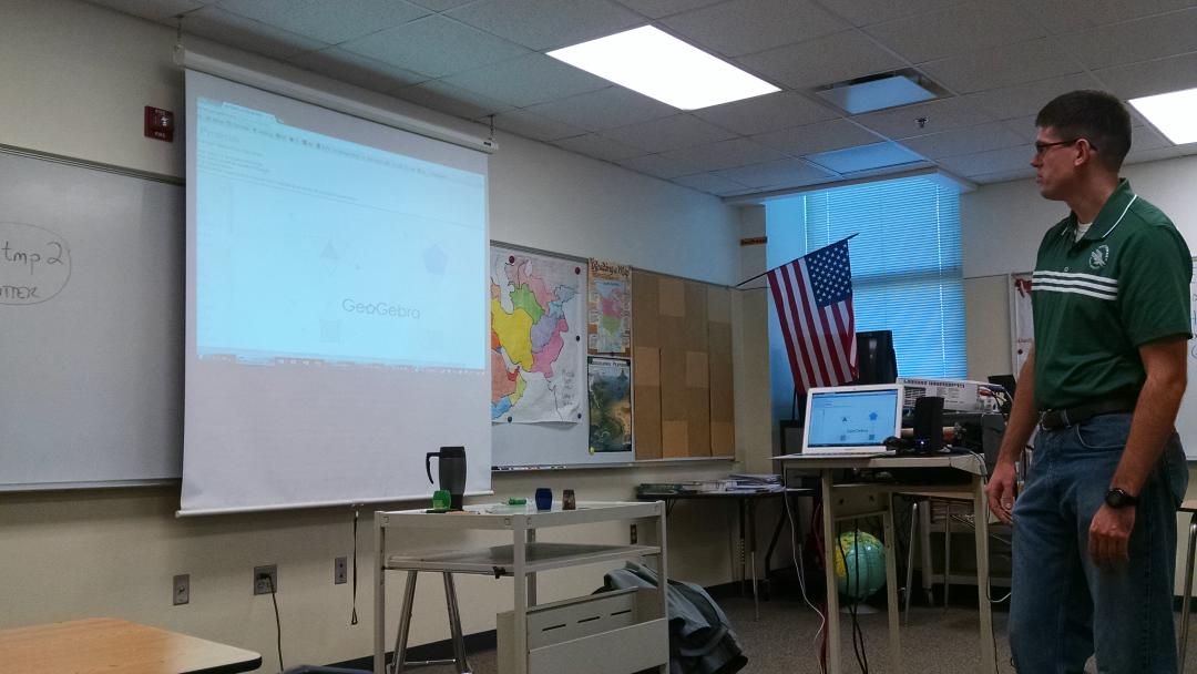 ShelbyAaberg's tweet photo. Matt James presenting on Geogebra #natmp2 #natm #nebraskamath http://t.co/ItRjqtE2J3