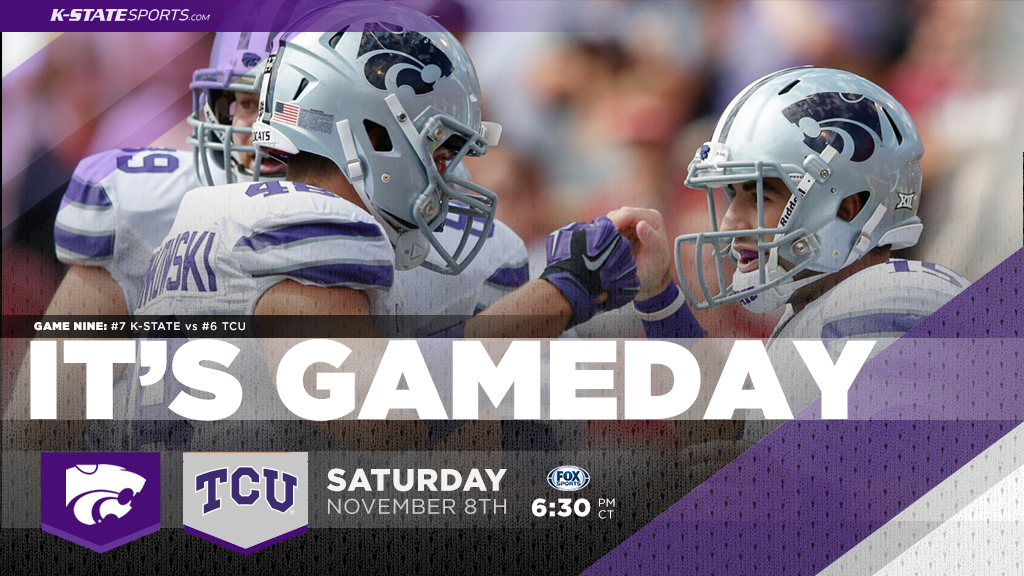 kstatesports's tweet photo. IT'S GAMEDAY! Cheer on No. 7 #KStateFB as they take on No. 6 TCU tonight at 6:30 pm in Fort Worth, Texas. http://t.co/hxHloZQGMx
