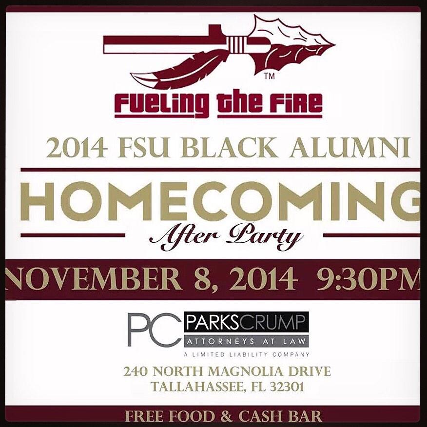 AttorneyCrump's tweet photo. Join the @FSUBAA at our FSU Homecoming After Party tonight. #GoNoles #FSUHC2014 http://t.co/qp2S2Kl5yk