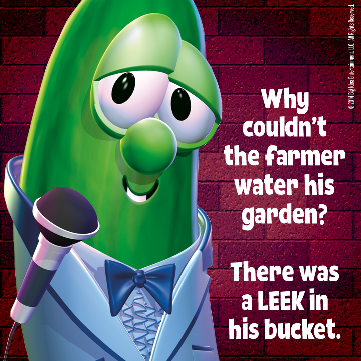 VeggieTales's tweet photo. Get it? A leek? As in the vegetable? Oh, you guys get it! #LaughWithLarry http://t.co/2DgBt16Mf2