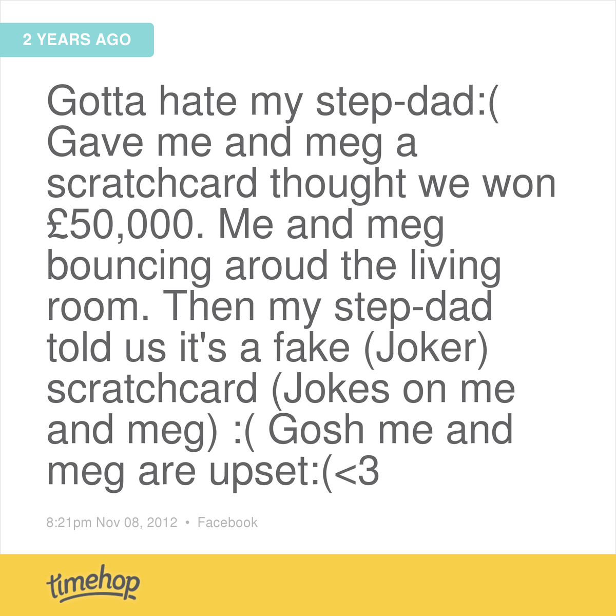 bethanspall95's tweet photo. Haha as if this was 2 years ago hahaha dad, still the best prank you've pulled on all of us 😂😂😂😂 http://t.co/8TmufS6890