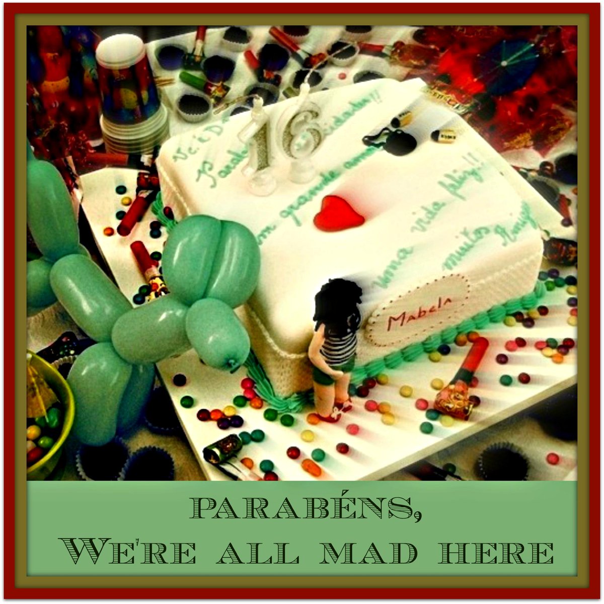 DisplacedNation's tweet image. "Parabéns: We’re All Mad Here," inspired by @BornAgainBrazil, in #Expat art as therapy: thedisplacednation.com/2014/11/07/exp…