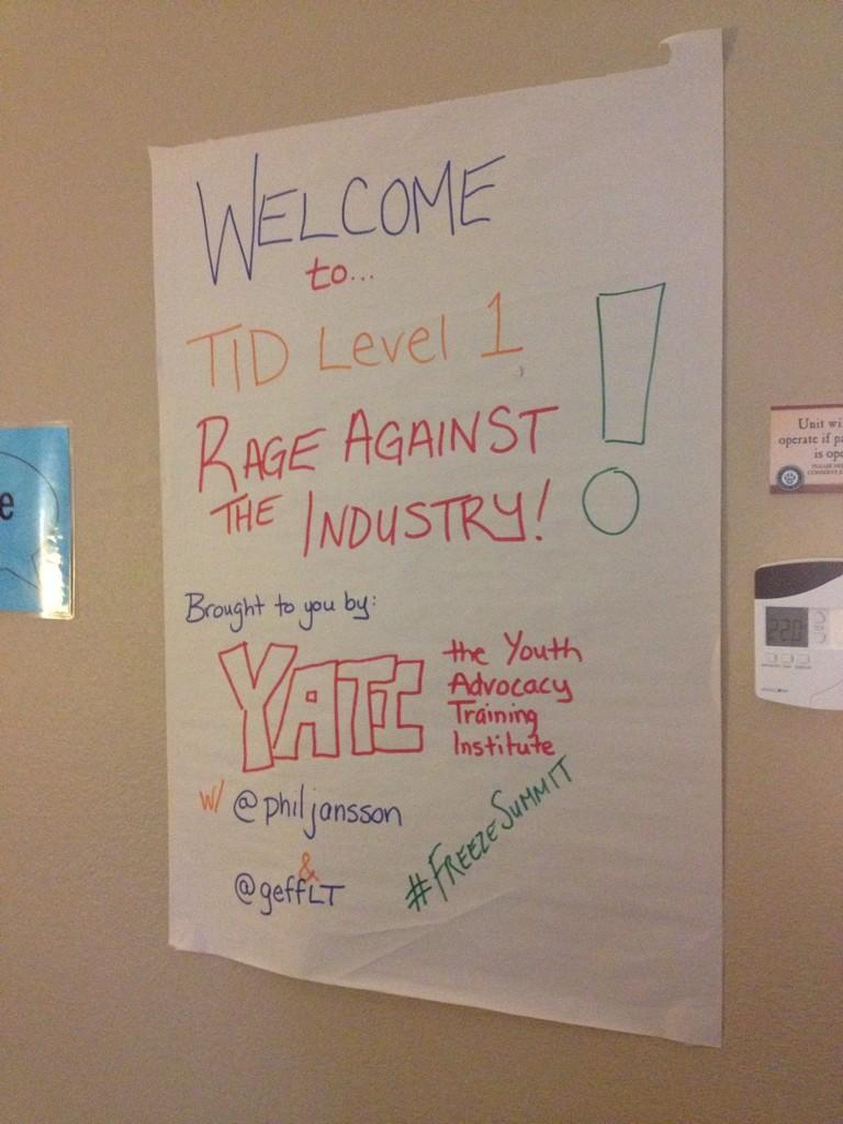Youth_Advocacy's tweet photo. Peer Level 1, Rage Against the Industry brought to you by YATI, well under way in both sessions @ the #FreezeSummit http://t.co/WEer1elbAt
