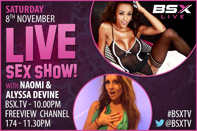 In 15 mins on #BSXTV enjoy 4 a #LIVE #SEXshow featuring @Miss_Naomi_xXx &amp; @AlyssaDivineXXX 
Check Promo for Details http://t.co/Sh3qWDBljv