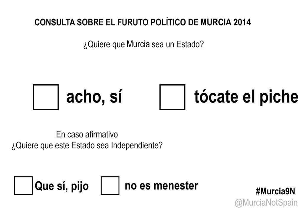MurciaNotSpain's tweet photo. Ya esta to listo pa la consulta de mañana. #Murcia9N http://t.co/1EZ6lKCDQm