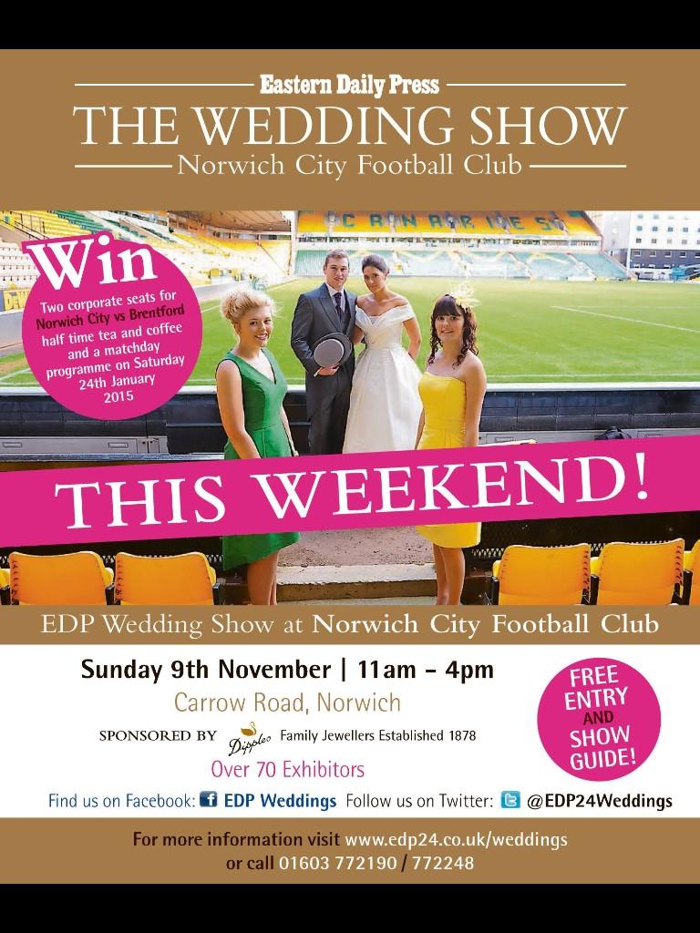 Come and visit us @EDP24Weddings wedding show at Norwich City Football Ground tomorrow from 11-4!