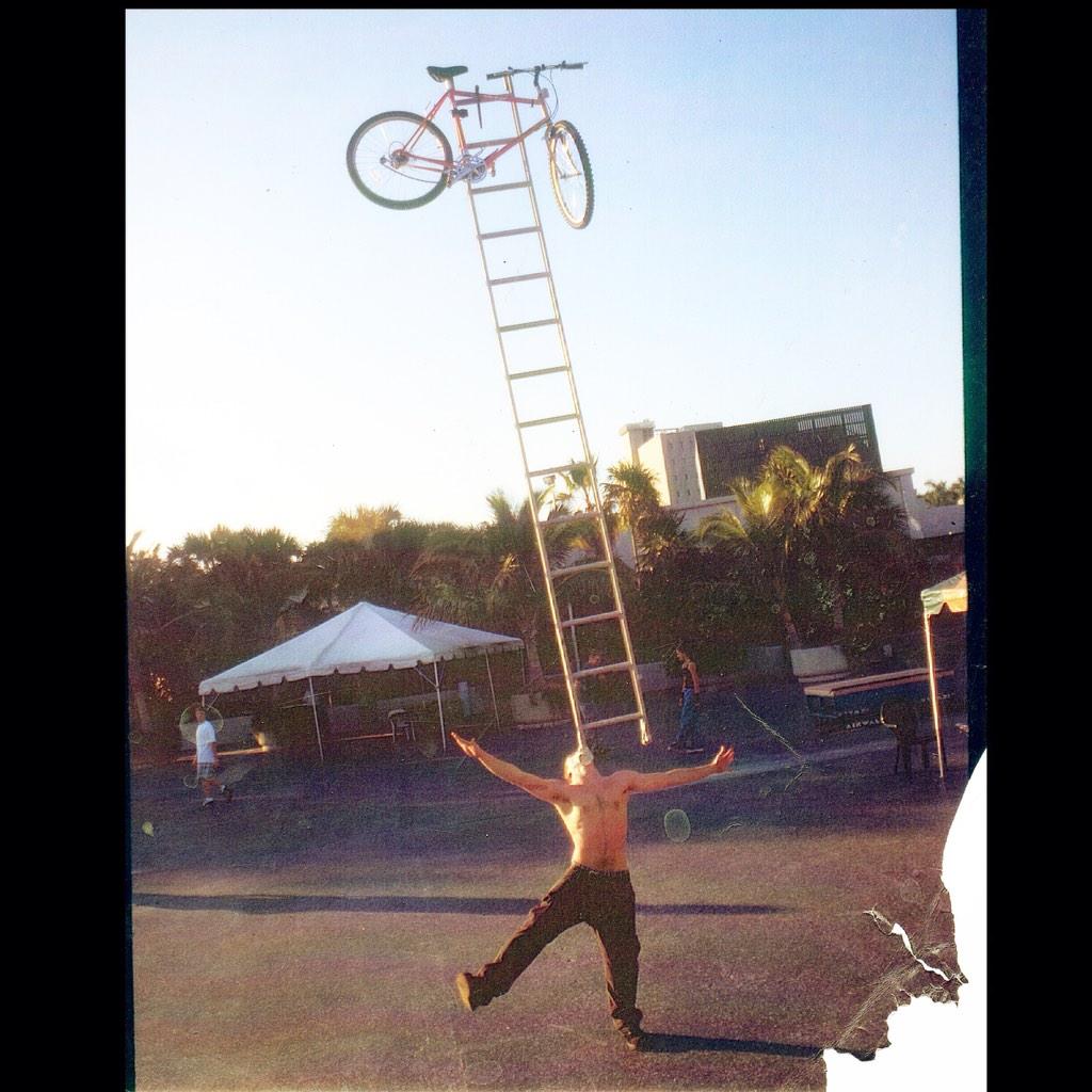 Steve-O on X: Balancing a bicycle and ladder on my chin back in my circus  clown days. (1999)  / X