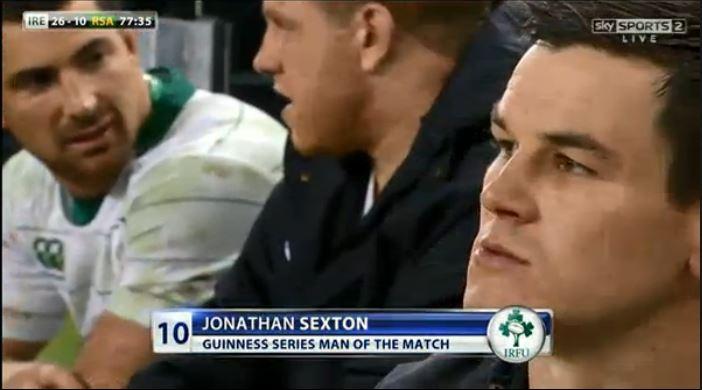 classixnouveaux's tweet photo. Jonny Sexton "man of the match". #IRLvsSA cc @RacingMetro92 http://t.co/jgtis5X3JE