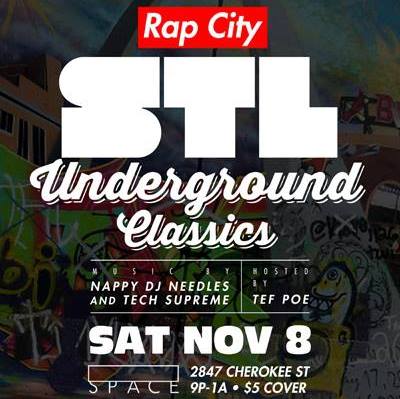 MIDWESTHAZESTL's tweet photo. Tonight @blankspaceSTL @TefPoe @TechSupreme @nappydjneedles http://t.co/ozv3xDN75m