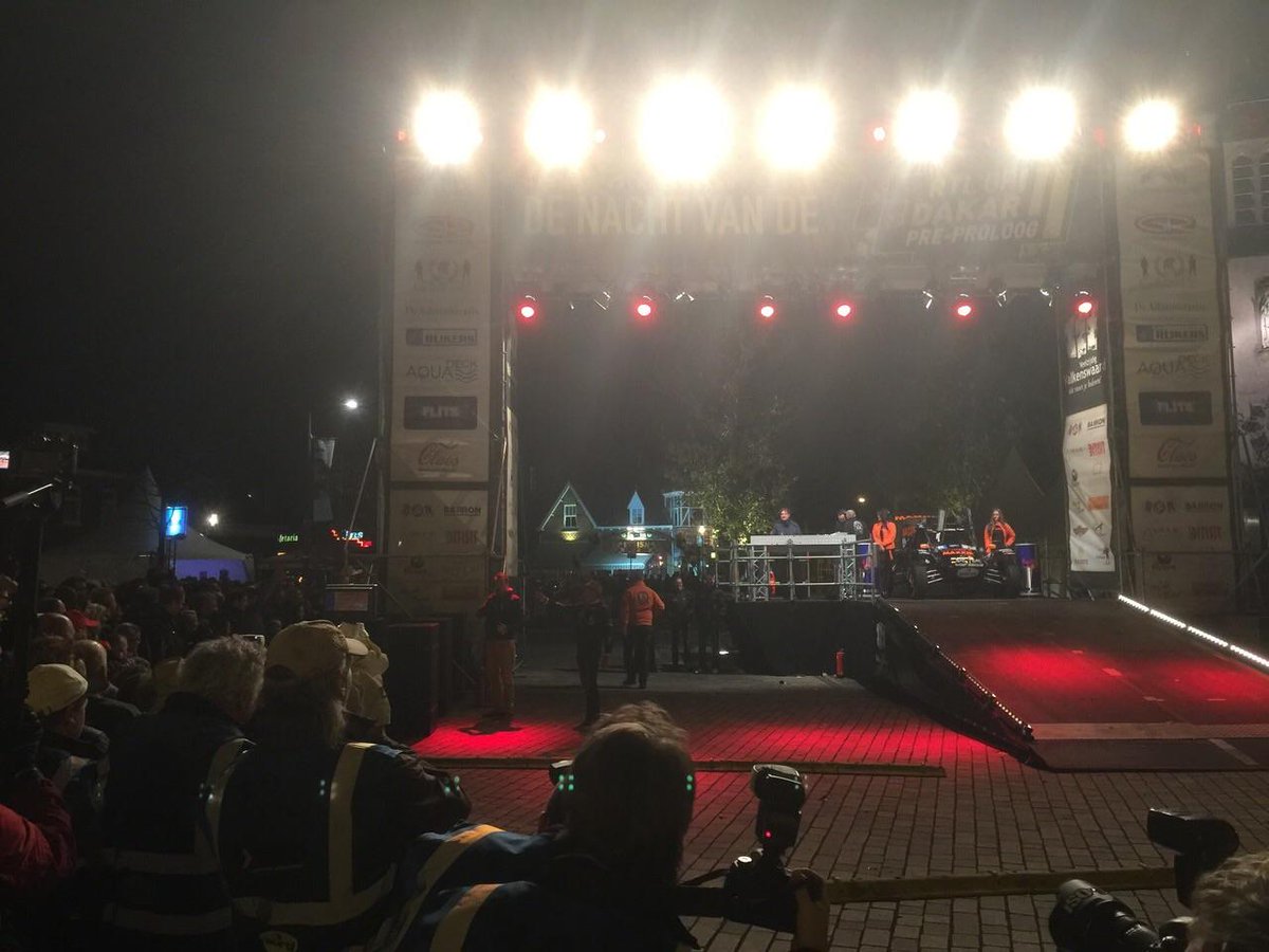 TimCoronel's tweet photo. Party on the podium in Valkenswaard! I was not allowed to jump :-( 
#dakar2015 #RTLGP #eatmydust @preproloog http://t.co/7UYxCIfopG