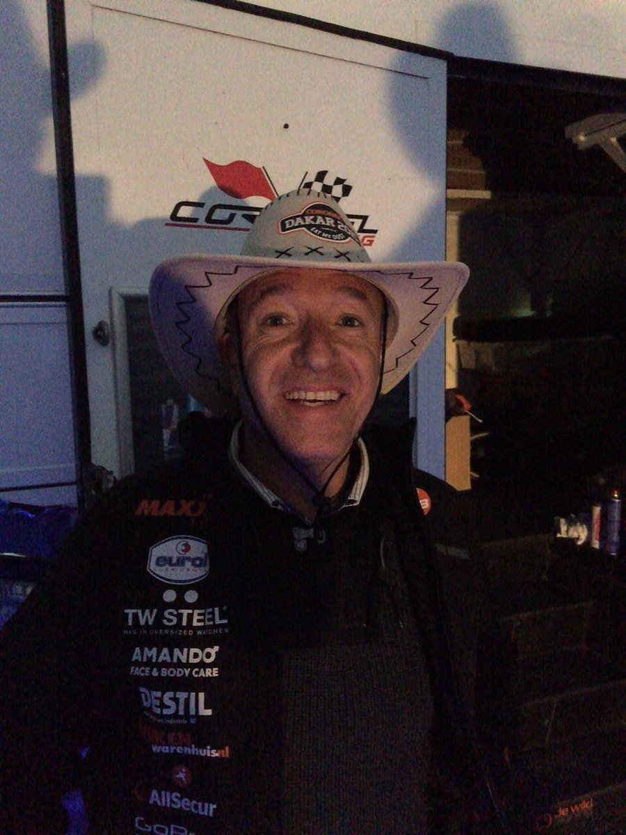 TimCoronel's tweet photo. Party on the podium in Valkenswaard! I was not allowed to jump :-( 
#dakar2015 #RTLGP #eatmydust @preproloog http://t.co/7UYxCIfopG
