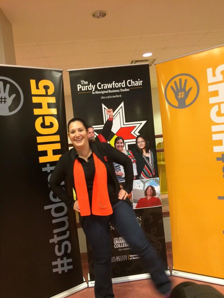 cbuniversity's tweet photo. We're waiting for you at the #StudentHIGH5 photo booth. Come give Ann Therese a high-5! @CBU_Aboriginal #thisiscbu http://t.co/VmVEi9Ne9k