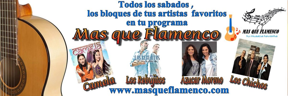 ya al aire!! con  bloques de <a href="/azucarmorenocfo/">Azúcar Moreno</a> <a href="/LosRebujitosLR/">Los Rebujitos LR*</a> <a href="/ChichosOfficial/">Los Chichos Official</a> <a href="/camelaoficial/">Camela</a> masqueflamenco.com/chat.html