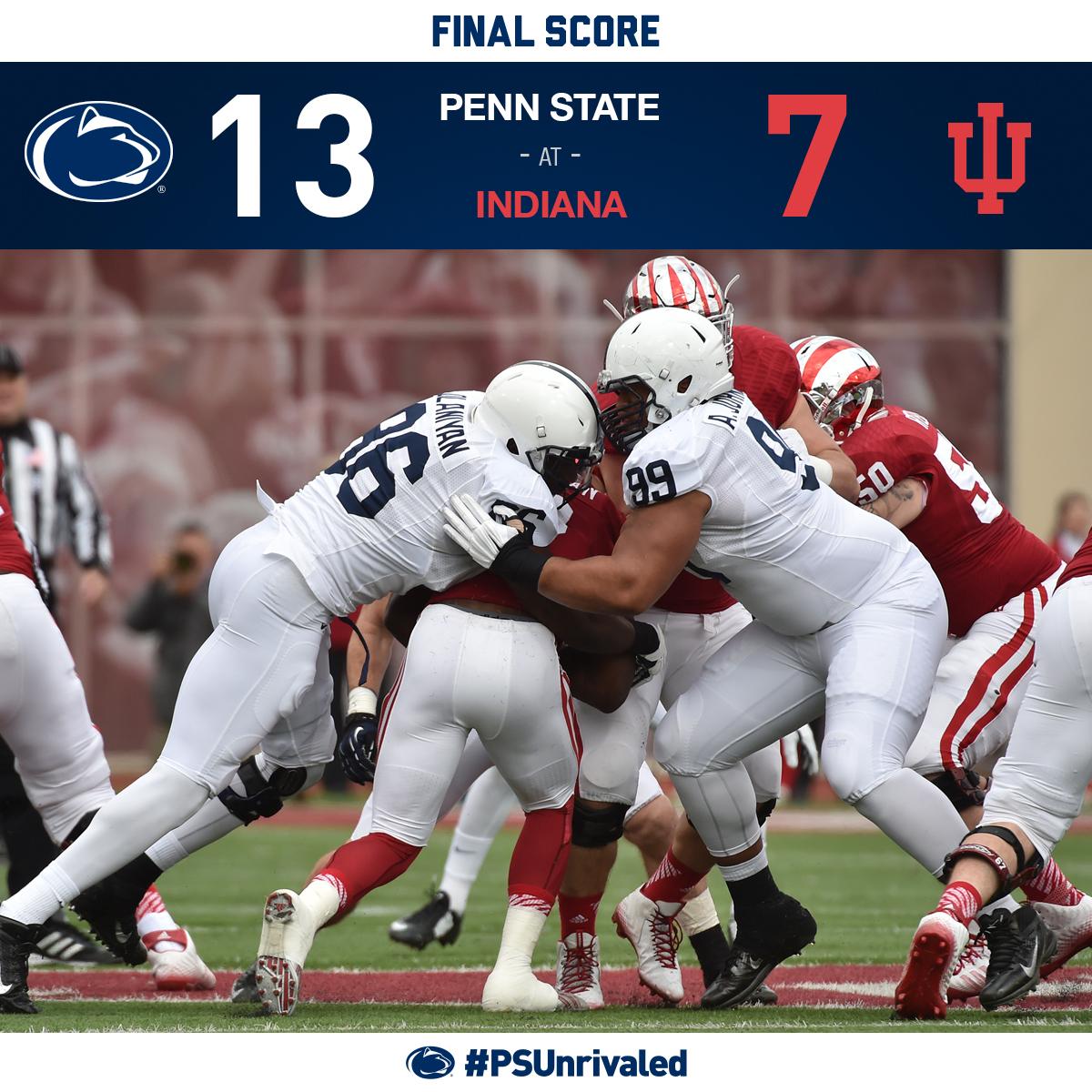 #PennState defeats Indiana, 13-7! #PSUnrivaled